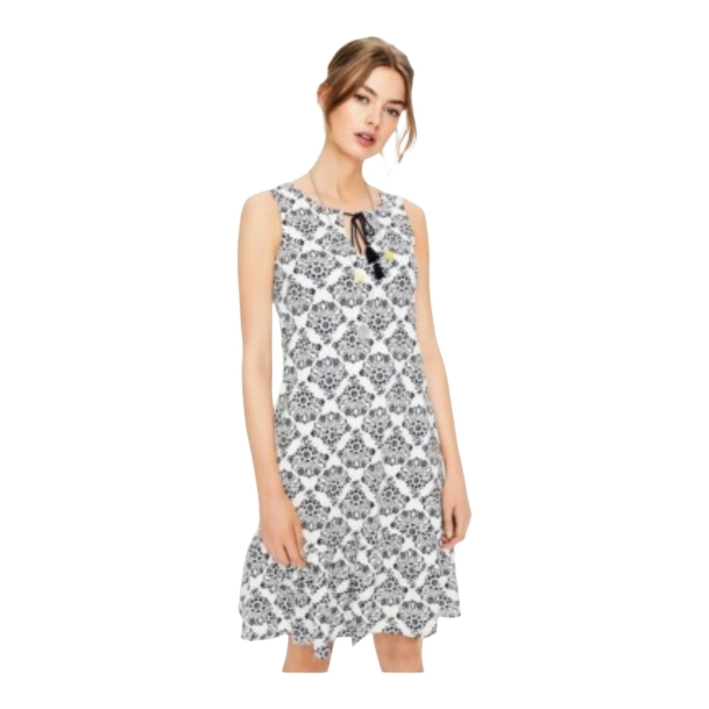 Boden Womens Blue Floral Modal Cotton Tie Front Ruffled Arabella Dress 10